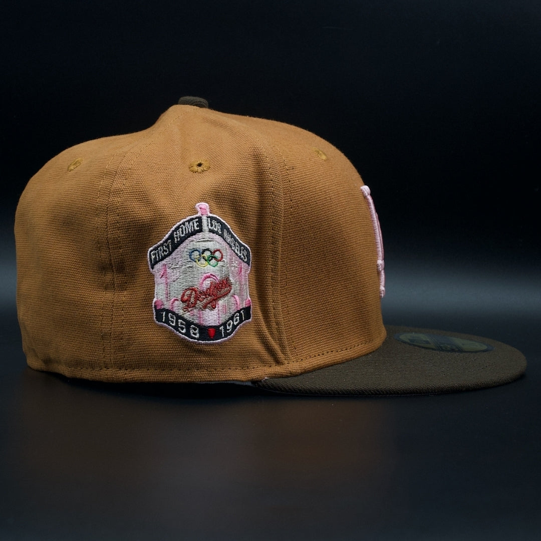 Los Angeles Dodgers Rust Brown Colosseum Pink Brim 59FIFTY Fitted Hat