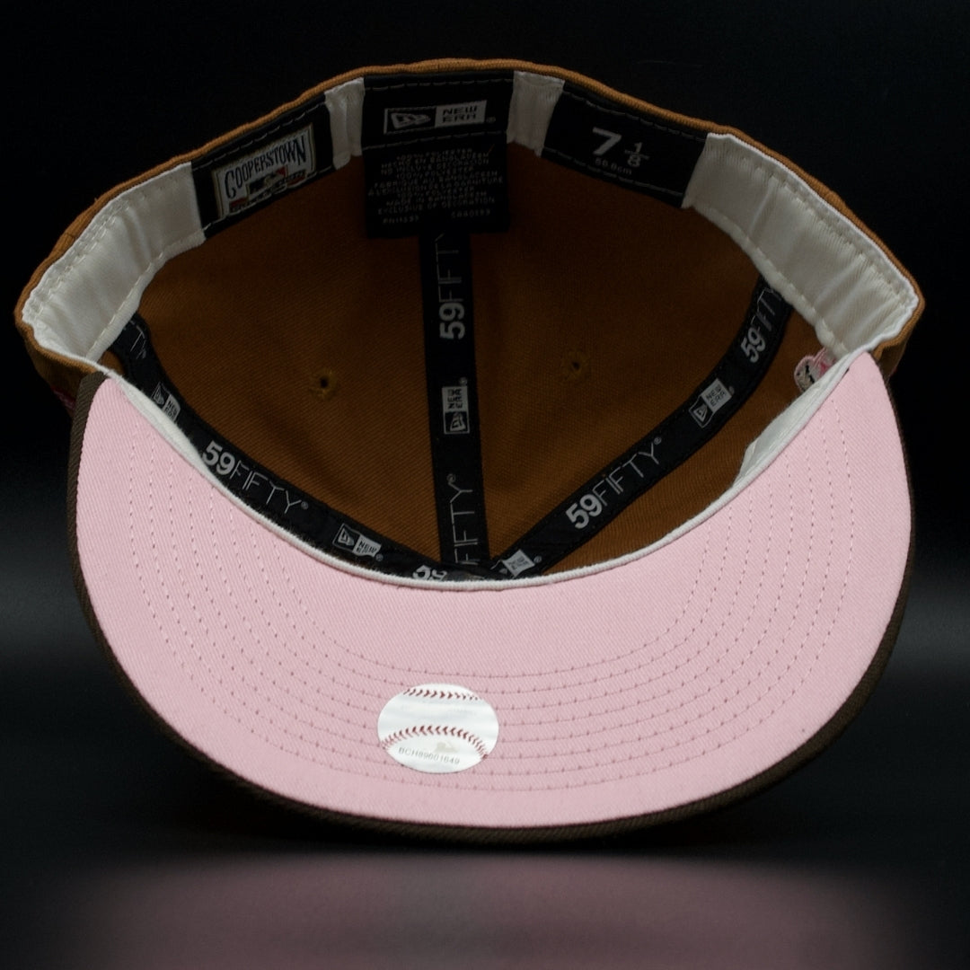 Los Angeles Dodgers Rust Brown Colosseum Pink Brim 59FIFTY Fitted Hat