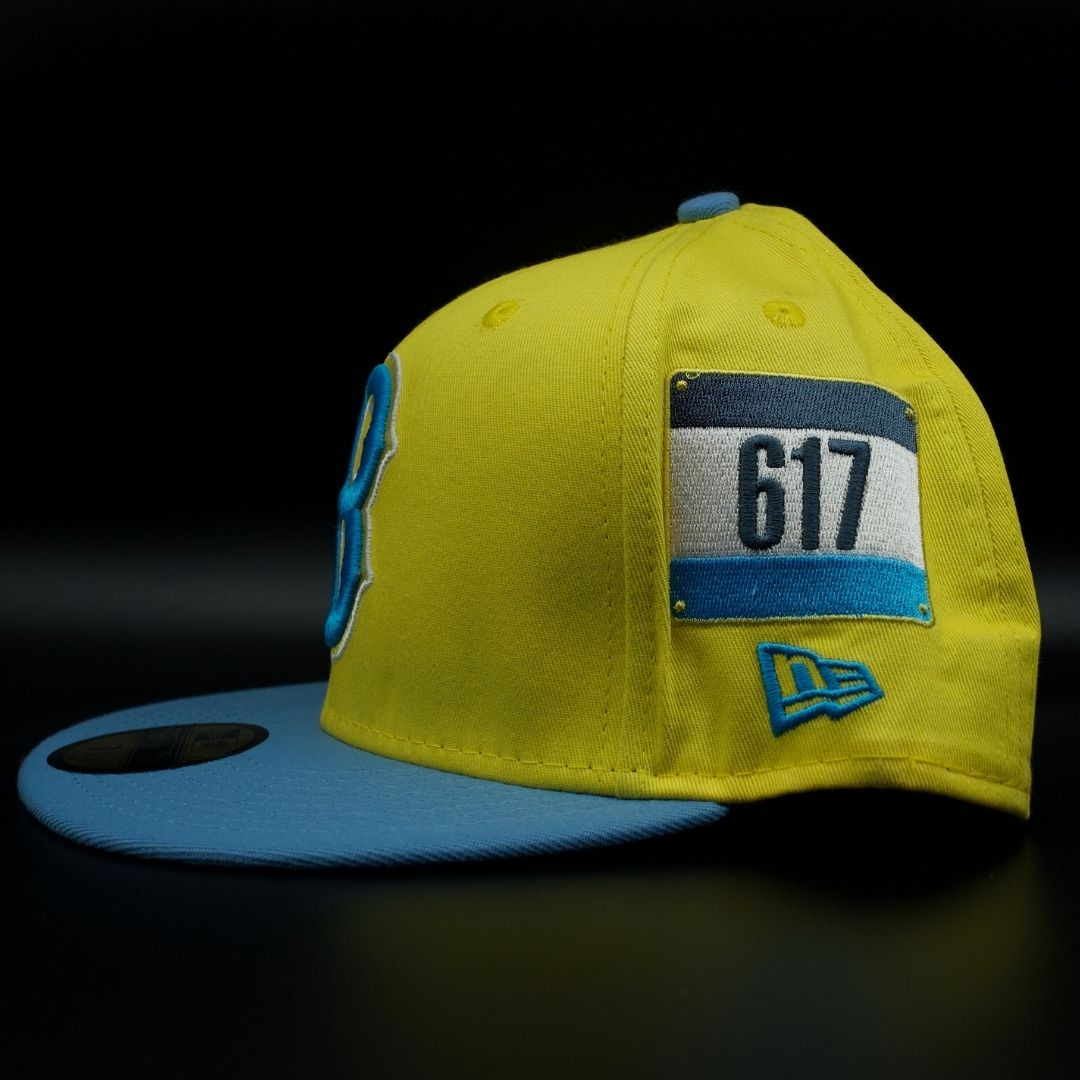 Boston Red Sox Yellow and Light Blue B Logo Yellow Brim 59FIFTY Fitted