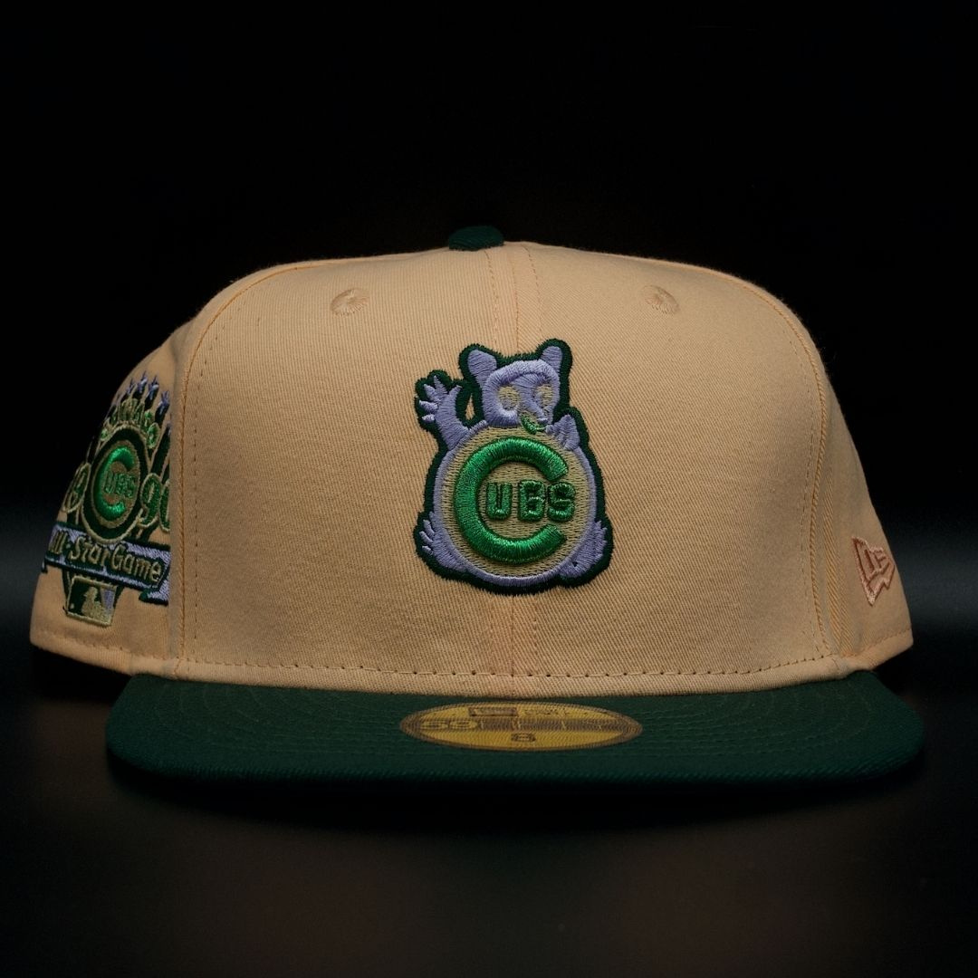 Chicago Cubs Peach and Green Bear 1990 All Star Game Grey Brim 59FIFTY Fitted Hat